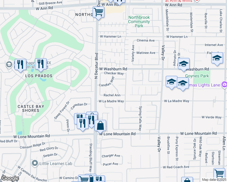 map of restaurants, bars, coffee shops, grocery stores, and more near 5028 Twist Circle in North Las Vegas
