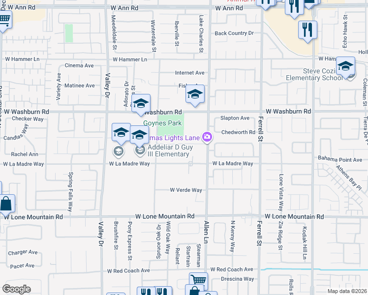 map of restaurants, bars, coffee shops, grocery stores, and more near 3804 West Vincelli Avenue in North Las Vegas