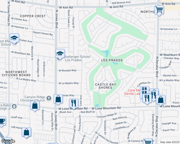 map of restaurants, bars, coffee shops, grocery stores, and more near 5036 Linkside Drive in Las Vegas