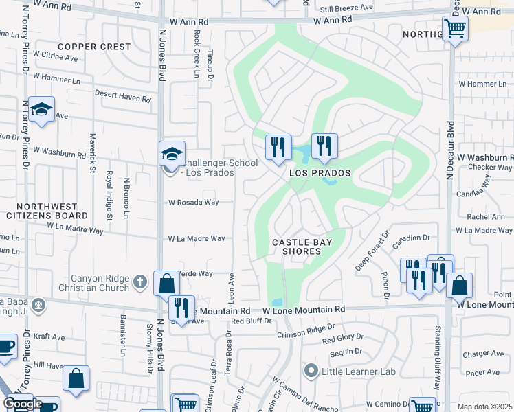 map of restaurants, bars, coffee shops, grocery stores, and more near 5036 Linkside Drive in Las Vegas