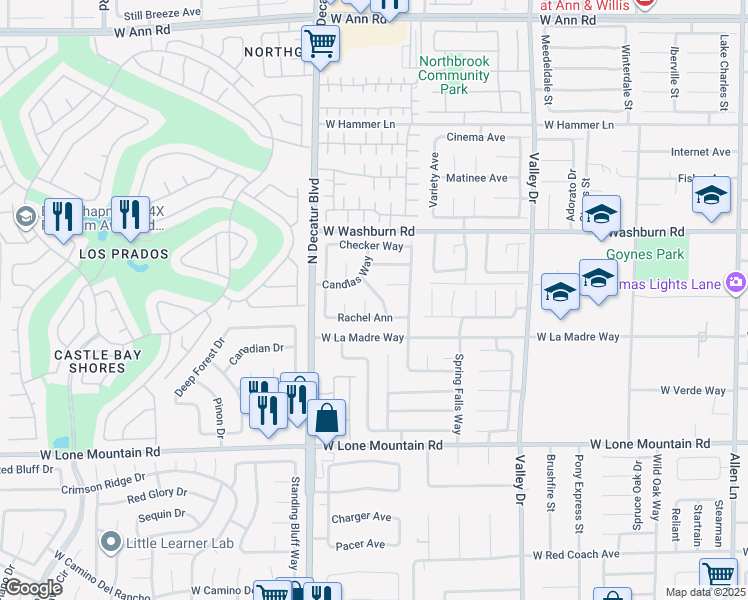 map of restaurants, bars, coffee shops, grocery stores, and more near 5037 Sock Hop Way in North Las Vegas