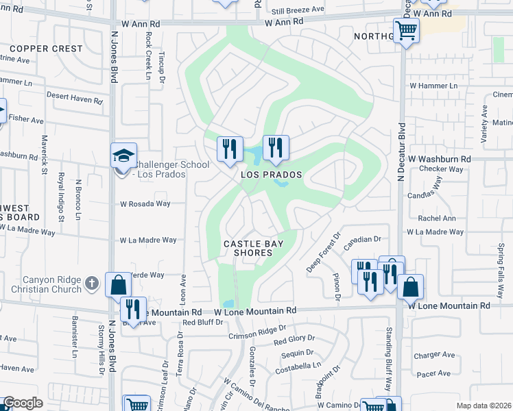 map of restaurants, bars, coffee shops, grocery stores, and more near 5409 Brittlebush in Las Vegas