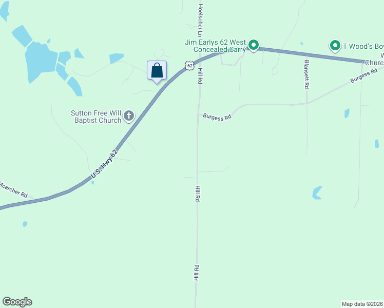 map of restaurants, bars, coffee shops, grocery stores, and more near 397 Hill Road in Pocahontas