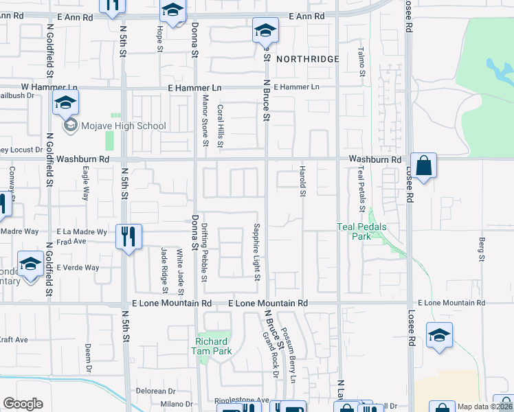 map of restaurants, bars, coffee shops, grocery stores, and more near 1214 Emerald Stone Avenue in North Las Vegas