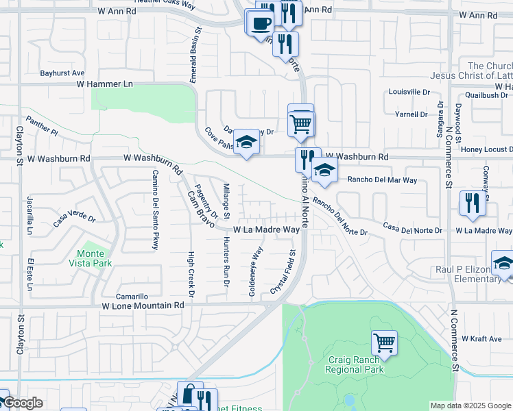 map of restaurants, bars, coffee shops, grocery stores, and more near 1025 Chestnut Bay Avenue in North Las Vegas