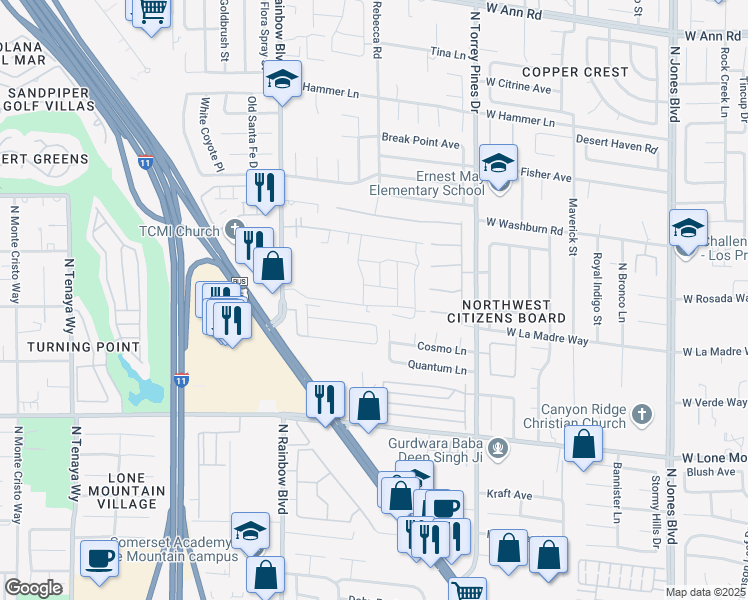 map of restaurants, bars, coffee shops, grocery stores, and more near 6512 Dove Point Place in Las Vegas