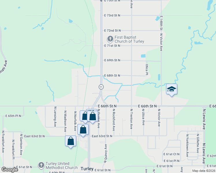 map of restaurants, bars, coffee shops, grocery stores, and more near 6701 North Peoria Avenue in Tulsa