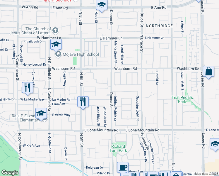 map of restaurants, bars, coffee shops, grocery stores, and more near 5094 1st Sun Street in North Las Vegas