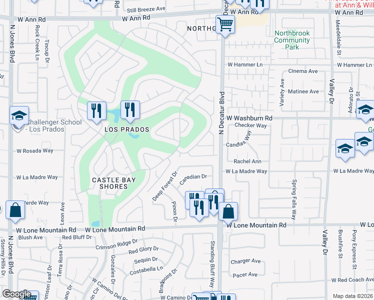 map of restaurants, bars, coffee shops, grocery stores, and more near 5121 Future Drive in Las Vegas