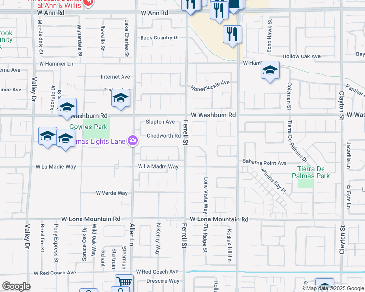 map of restaurants, bars, coffee shops, grocery stores, and more near 5038 Cactus Mesa Way in North Las Vegas