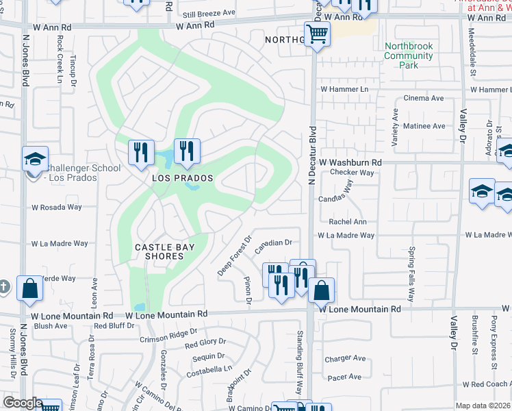 map of restaurants, bars, coffee shops, grocery stores, and more near 5121 Future Drive in Las Vegas