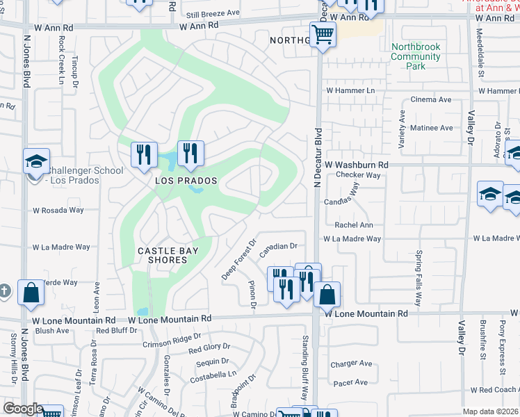 map of restaurants, bars, coffee shops, grocery stores, and more near 5121 Future Drive in Las Vegas