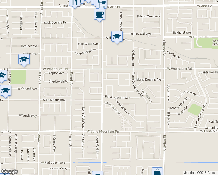 map of restaurants, bars, coffee shops, grocery stores, and more near 2803 Water Sport Avenue in North Las Vegas