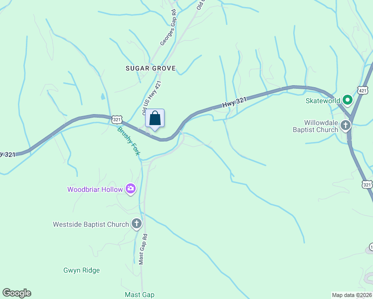 map of restaurants, bars, coffee shops, grocery stores, and more near 202 Bryant Combs Road in Sugar Grove