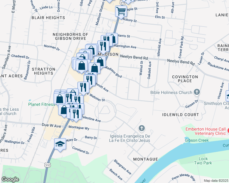 map of restaurants, bars, coffee shops, grocery stores, and more near 852 Argle Avenue in Nashville