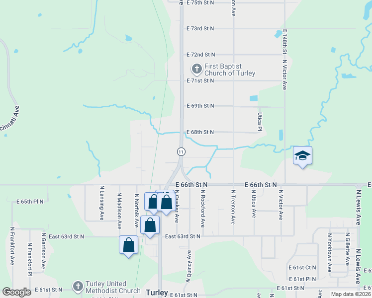 map of restaurants, bars, coffee shops, grocery stores, and more near 6701 North Peoria Avenue in Tulsa