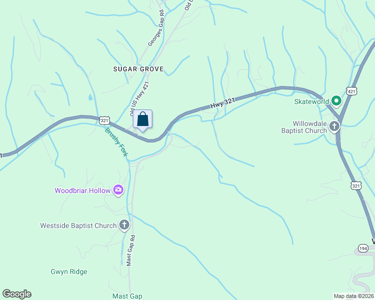 map of restaurants, bars, coffee shops, grocery stores, and more near 202 Bryant Combs Road in Watauga County