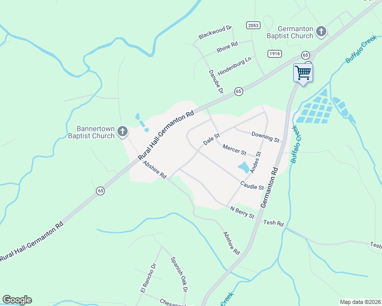 map of restaurants, bars, coffee shops, grocery stores, and more near 2460 Caudle Street in Germanton