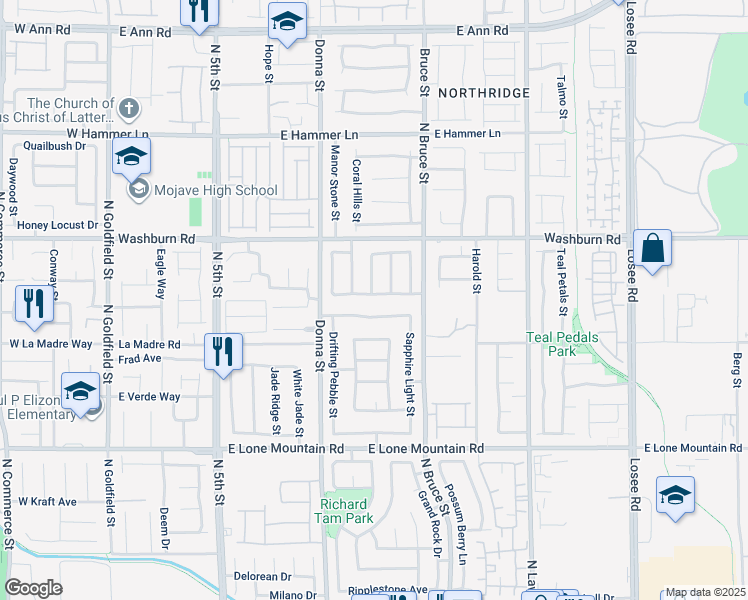 map of restaurants, bars, coffee shops, grocery stores, and more near 1101 Cobblestone Cove Road in North Las Vegas