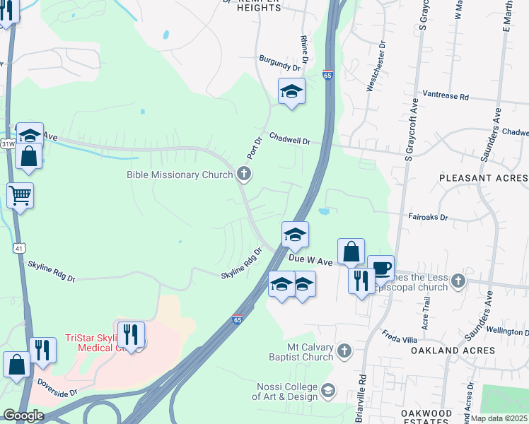 map of restaurants, bars, coffee shops, grocery stores, and more near 720 Due West Avenue North in Nashville