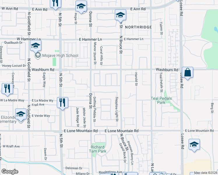 map of restaurants, bars, coffee shops, grocery stores, and more near 1101 Cobblestone Cove Road in North Las Vegas