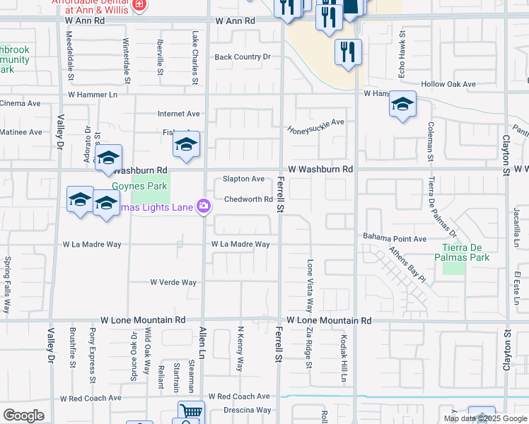 map of restaurants, bars, coffee shops, grocery stores, and more near 5038 Cactus Mesa Way in North Las Vegas