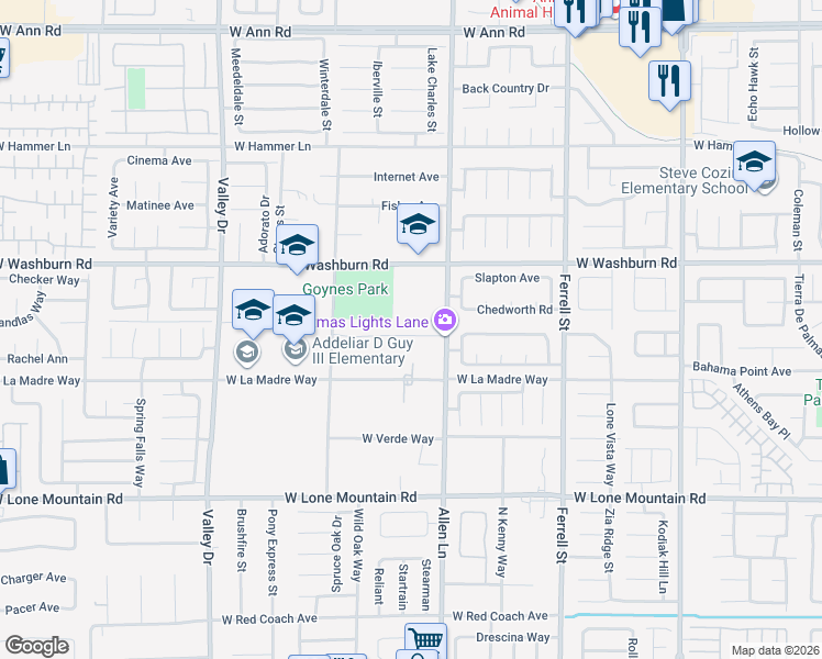 map of restaurants, bars, coffee shops, grocery stores, and more near 3804 West Vincelli Avenue in North Las Vegas