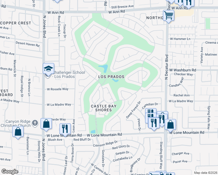 map of restaurants, bars, coffee shops, grocery stores, and more near 5409 Brittlebush in Las Vegas