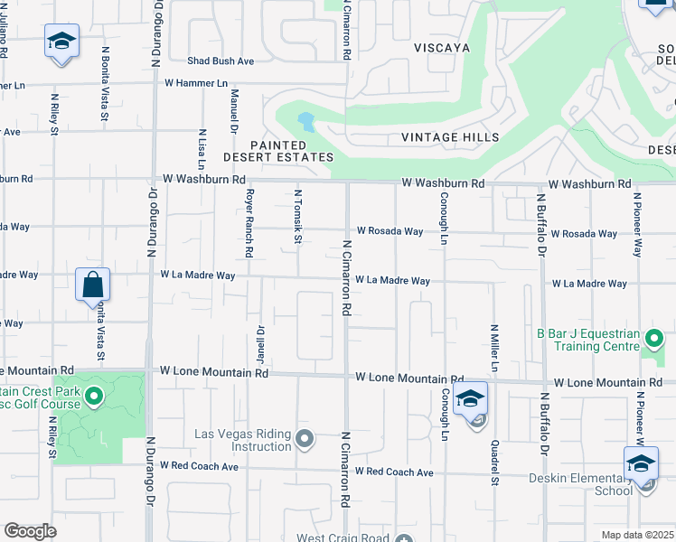 map of restaurants, bars, coffee shops, grocery stores, and more near 5000 North Cimarron Road in Las Vegas