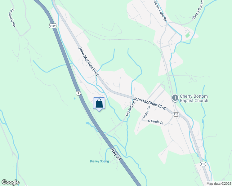 map of restaurants, bars, coffee shops, grocery stores, and more near 2122 Tennessee 116 in Caryville