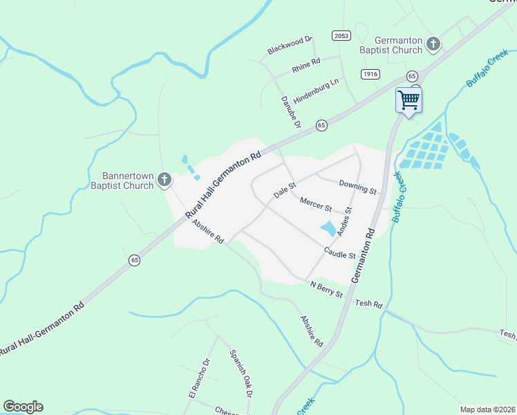 map of restaurants, bars, coffee shops, grocery stores, and more near 2460 Caudle Street in Germanton