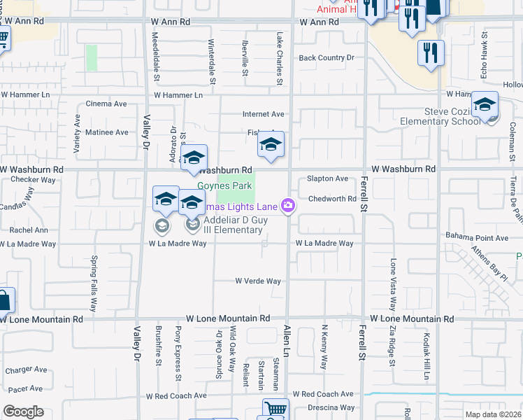 map of restaurants, bars, coffee shops, grocery stores, and more near 3804 Vincelli Avenue in North Las Vegas