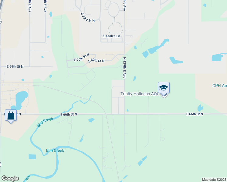 map of restaurants, bars, coffee shops, grocery stores, and more near 6705 North 128th East Avenue in Owasso