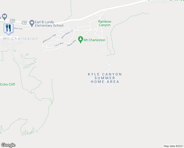 map of restaurants, bars, coffee shops, grocery stores, and more near 525 Snow Fall Trail in Mount Charleston