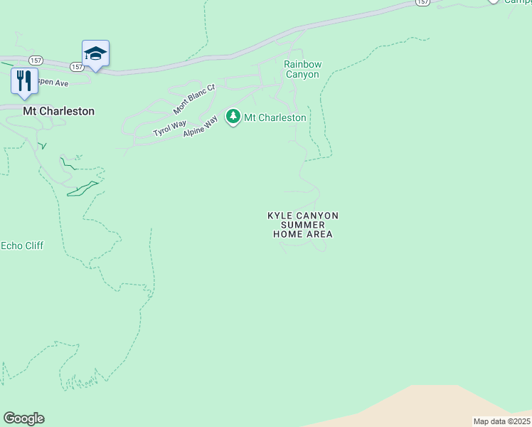 map of restaurants, bars, coffee shops, grocery stores, and more near 525 Snow Fall Trail in Mount Charleston