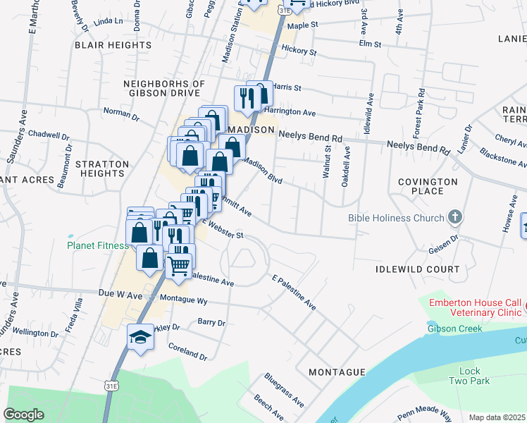 map of restaurants, bars, coffee shops, grocery stores, and more near 852 Argle Avenue in Nashville