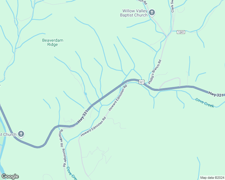 map of restaurants, bars, coffee shops, grocery stores, and more near 2858 U.S. 321 in Sugar Grove