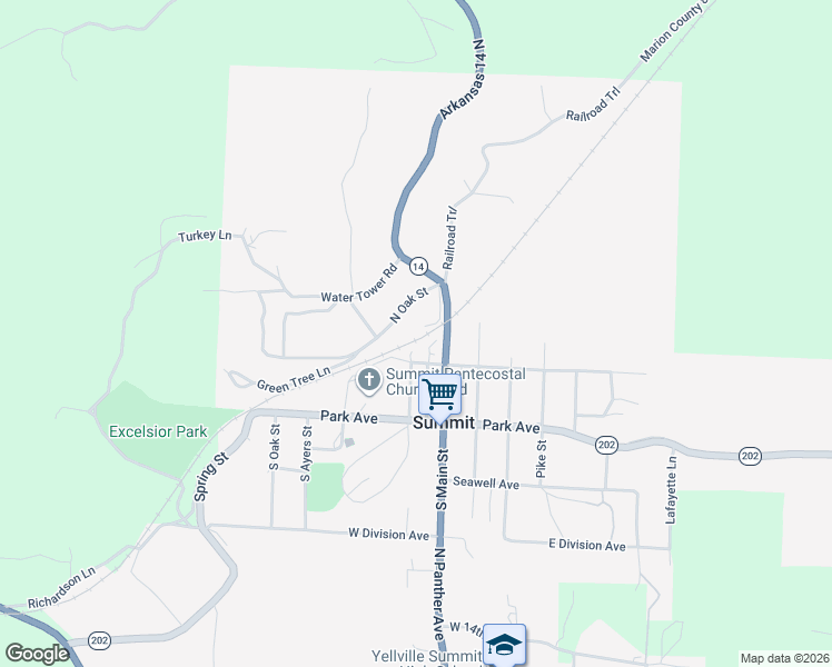 map of restaurants, bars, coffee shops, grocery stores, and more near 130 Reola Loop in Summit