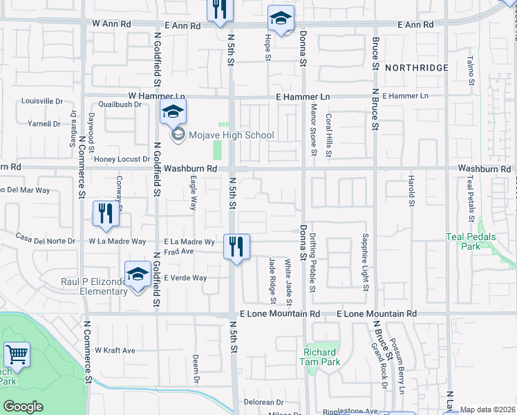 map of restaurants, bars, coffee shops, grocery stores, and more near 614 Abrazar Avenue in North Las Vegas