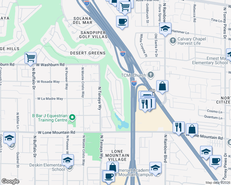 map of restaurants, bars, coffee shops, grocery stores, and more near 5017 Saint Annes Drive in Las Vegas