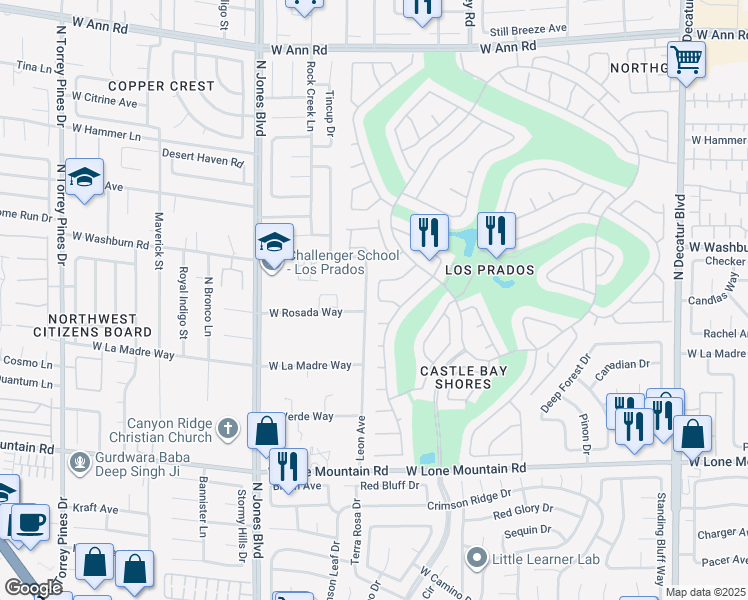 map of restaurants, bars, coffee shops, grocery stores, and more near 5105 Kingsbridge in Las Vegas