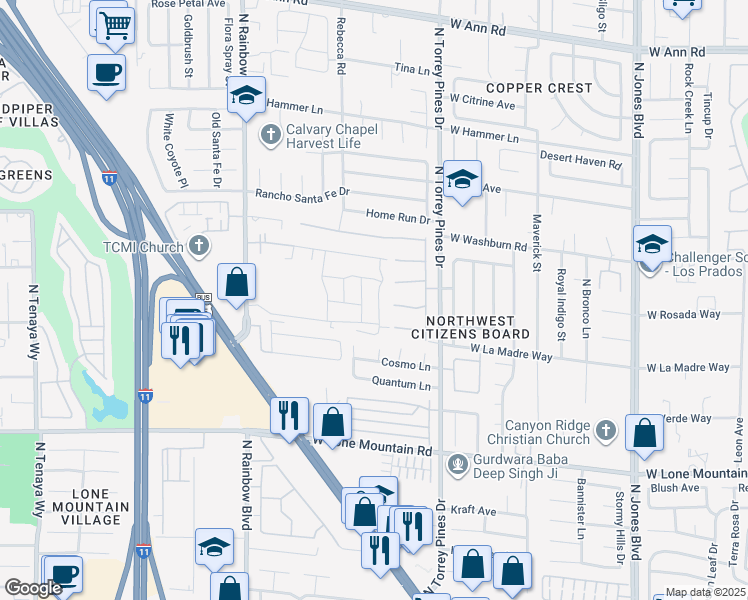 map of restaurants, bars, coffee shops, grocery stores, and more near in Las Vegas