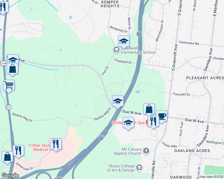 map of restaurants, bars, coffee shops, grocery stores, and more near 720 Due West Avenue North in Nashville