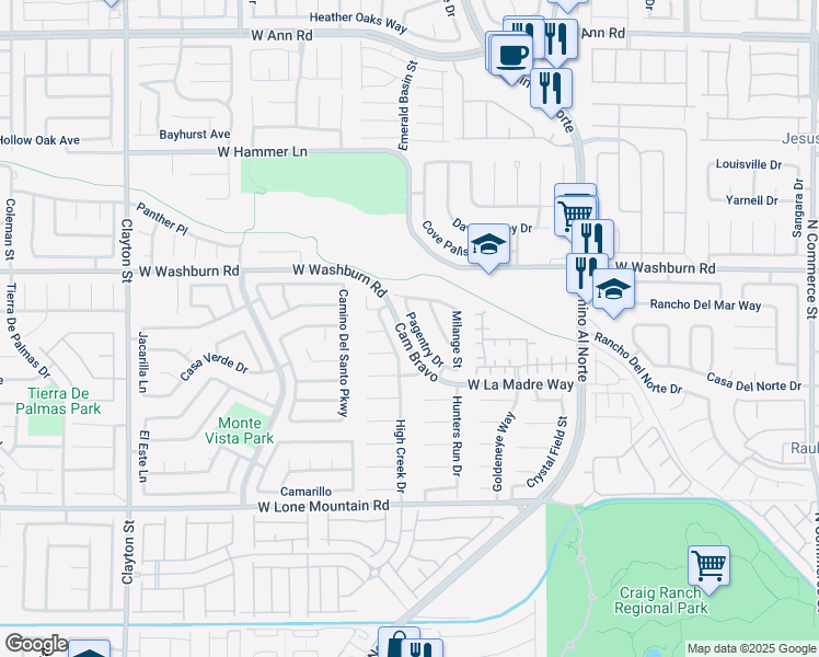 map of restaurants, bars, coffee shops, grocery stores, and more near 1251 Pagentry Drive in North Las Vegas