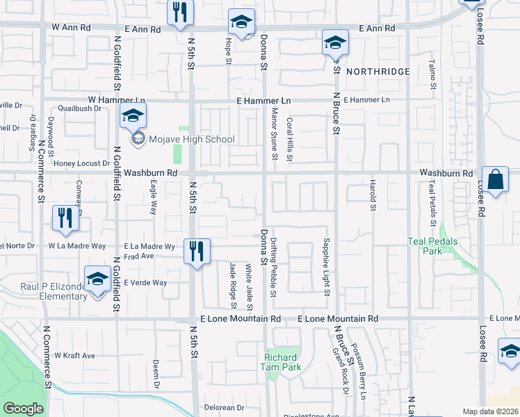 map of restaurants, bars, coffee shops, grocery stores, and more near 5108 1st Sun Street in North Las Vegas