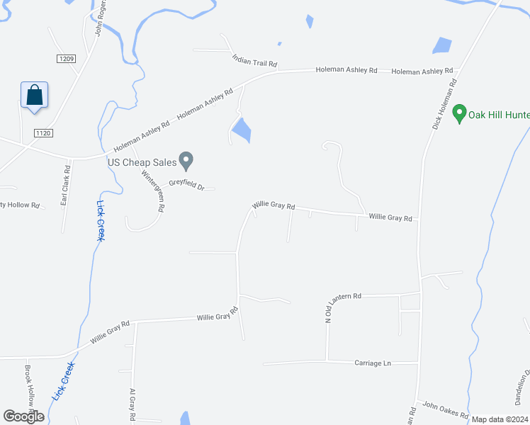 map of restaurants, bars, coffee shops, grocery stores, and more near 525 Willie Gray Road in Timberlake