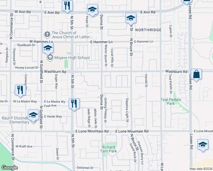 map of restaurants, bars, coffee shops, grocery stores, and more near 913 Cobblestone Cove Road in North Las Vegas