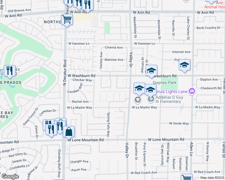 map of restaurants, bars, coffee shops, grocery stores, and more near 5037 Sunrise Falls Court in North Las Vegas