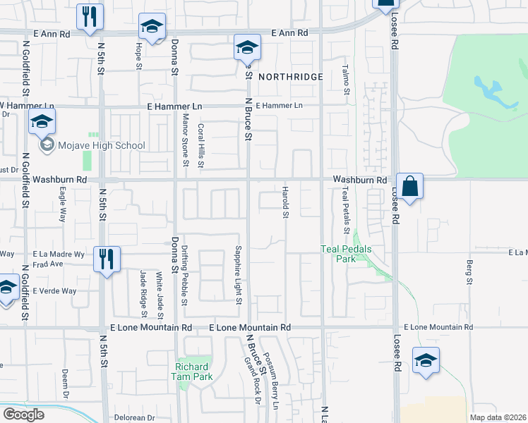 map of restaurants, bars, coffee shops, grocery stores, and more near 5108 Shockwave Court in North Las Vegas