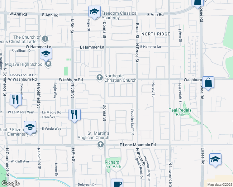 map of restaurants, bars, coffee shops, grocery stores, and more near 5106 Stone Cove Street in North Las Vegas